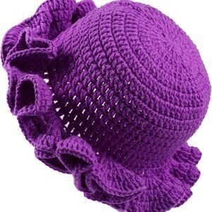 Women Crochet Knit Bucket Hat Floppy Cap Boho Travel Outdoor Accessory